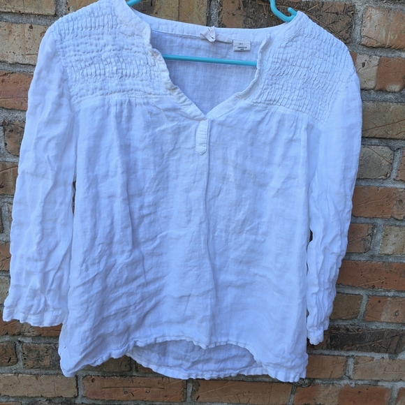 Joie 100% Linen Ivory Pintuck Blouse - Picture 4 of 12